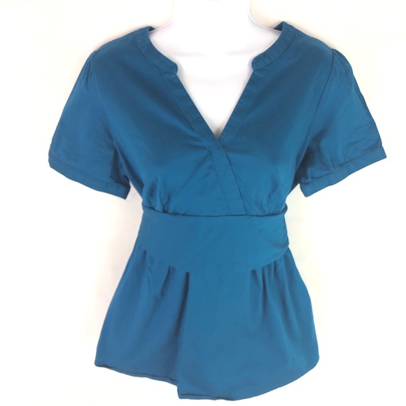 LOFT Tops - Ann Taylor LOFT Blue Maternity Top Scrub M Medium